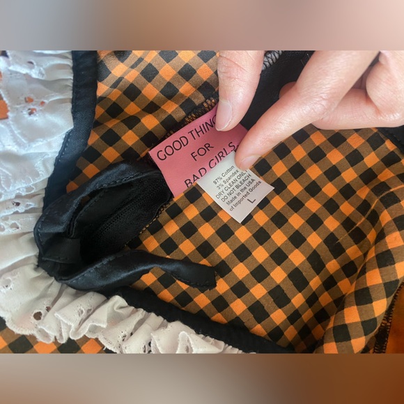 Vixen by Micheline Pitt Bardot Beauty Swing Dress in Orange Pumpkin Gingham - Picture 6 of 11